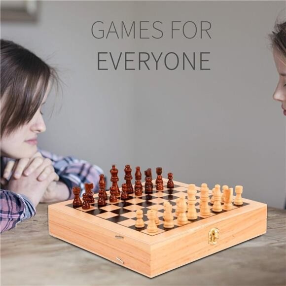 Wooden Fast Sling Puck Set Kids and Adults, Chess, Checkers, Tic Tac Toe Games - Picture 5 of 6